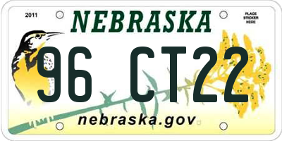 NE license plate 96CT22