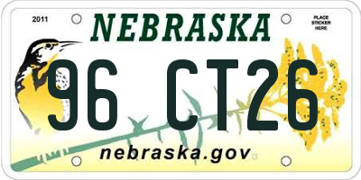 NE license plate 96CT26