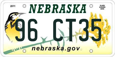 NE license plate 96CT35