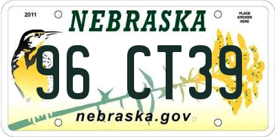 NE license plate 96CT39