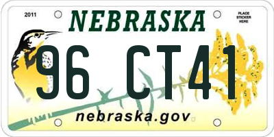 NE license plate 96CT41