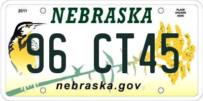 NE license plate 96CT45
