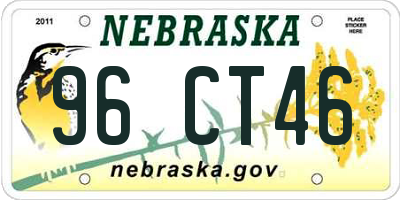 NE license plate 96CT46