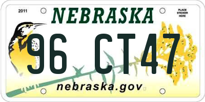 NE license plate 96CT47