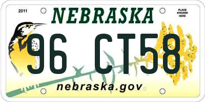 NE license plate 96CT58