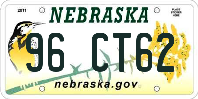 NE license plate 96CT62