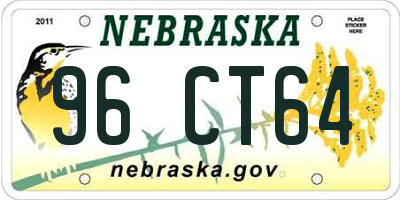 NE license plate 96CT64