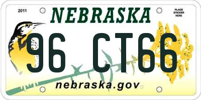 NE license plate 96CT66
