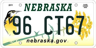 NE license plate 96CT67