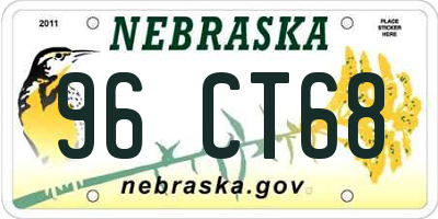 NE license plate 96CT68
