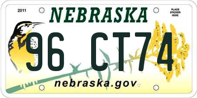 NE license plate 96CT74