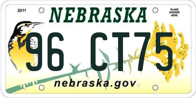 NE license plate 96CT75