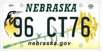 NE license plate 96CT76