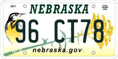 NE license plate 96CT78