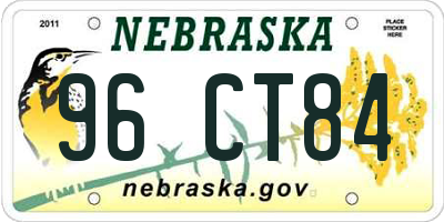 NE license plate 96CT84