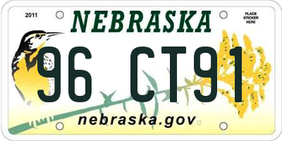 NE license plate 96CT91
