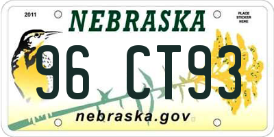 NE license plate 96CT93