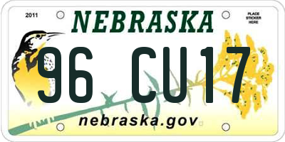 NE license plate 96CU17