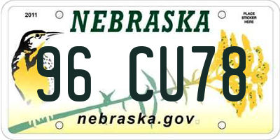NE license plate 96CU78
