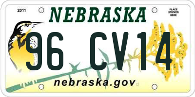 NE license plate 96CV14