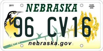 NE license plate 96CV16