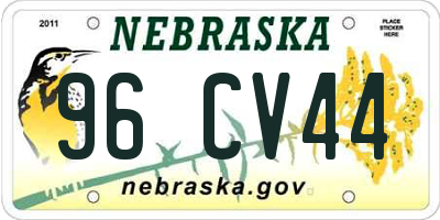NE license plate 96CV44