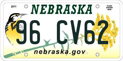 NE license plate 96CV62