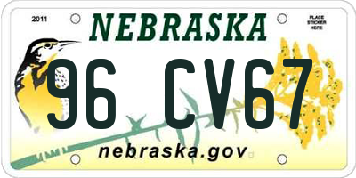 NE license plate 96CV67