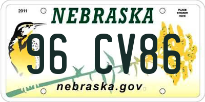 NE license plate 96CV86