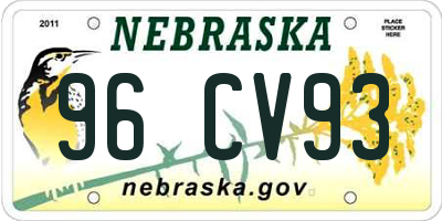 NE license plate 96CV93