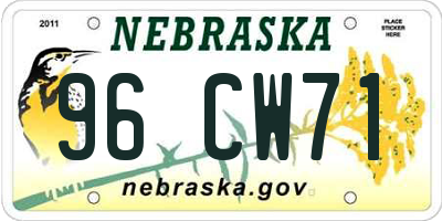 NE license plate 96CW71