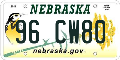NE license plate 96CW80