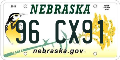NE license plate 96CX91