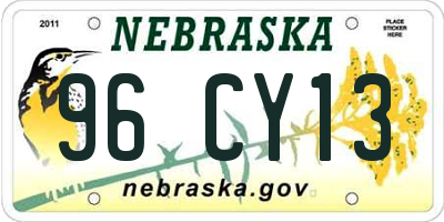 NE license plate 96CY13