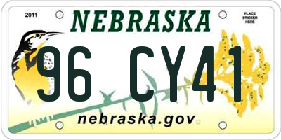 NE license plate 96CY41