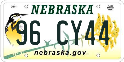 NE license plate 96CY44