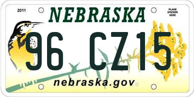 NE license plate 96CZ15