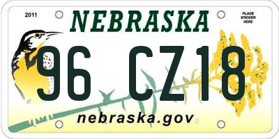 NE license plate 96CZ18