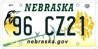 NE license plate 96CZ21