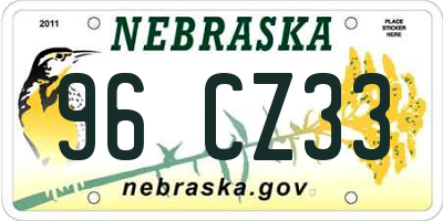 NE license plate 96CZ33