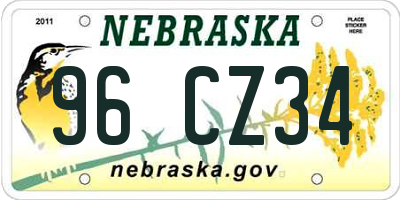 NE license plate 96CZ34
