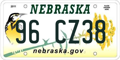 NE license plate 96CZ38