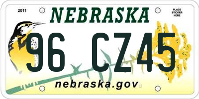 NE license plate 96CZ45