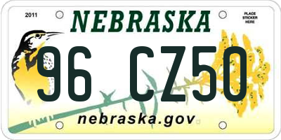 NE license plate 96CZ50