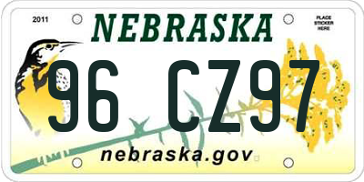NE license plate 96CZ97