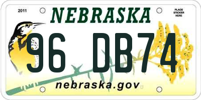 NE license plate 96DB74