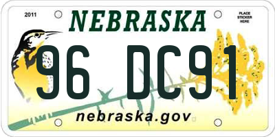 NE license plate 96DC91