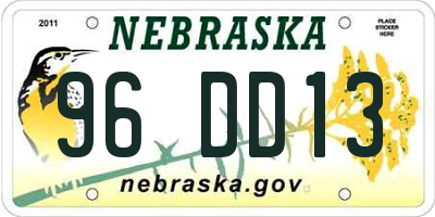 NE license plate 96DD13