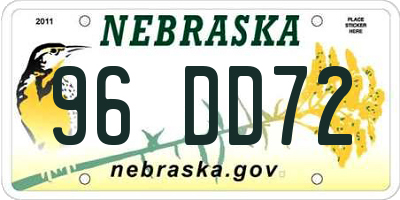 NE license plate 96DD72