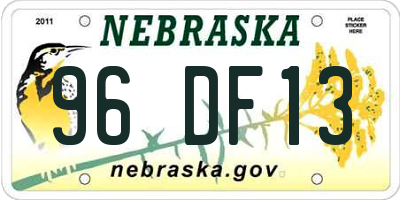 NE license plate 96DF13